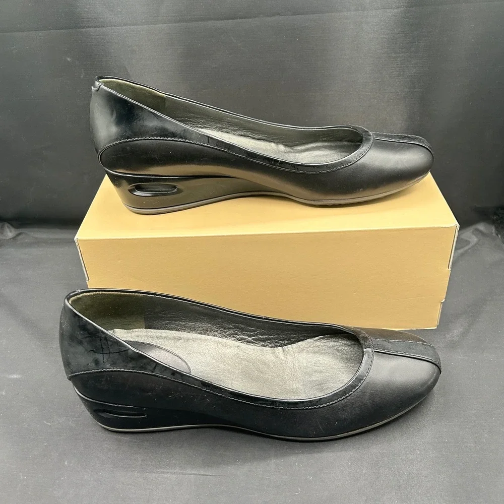 Cole Haan Air Tali Black Leather NikeAir Wedge Pumps Shoes D30148 Womens 8B